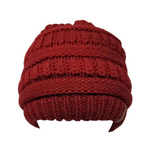 Furtalk Beanie Hat Red One Size Stretch Hand Knitted Blank Polyester Fleece - Picture 1 of 10